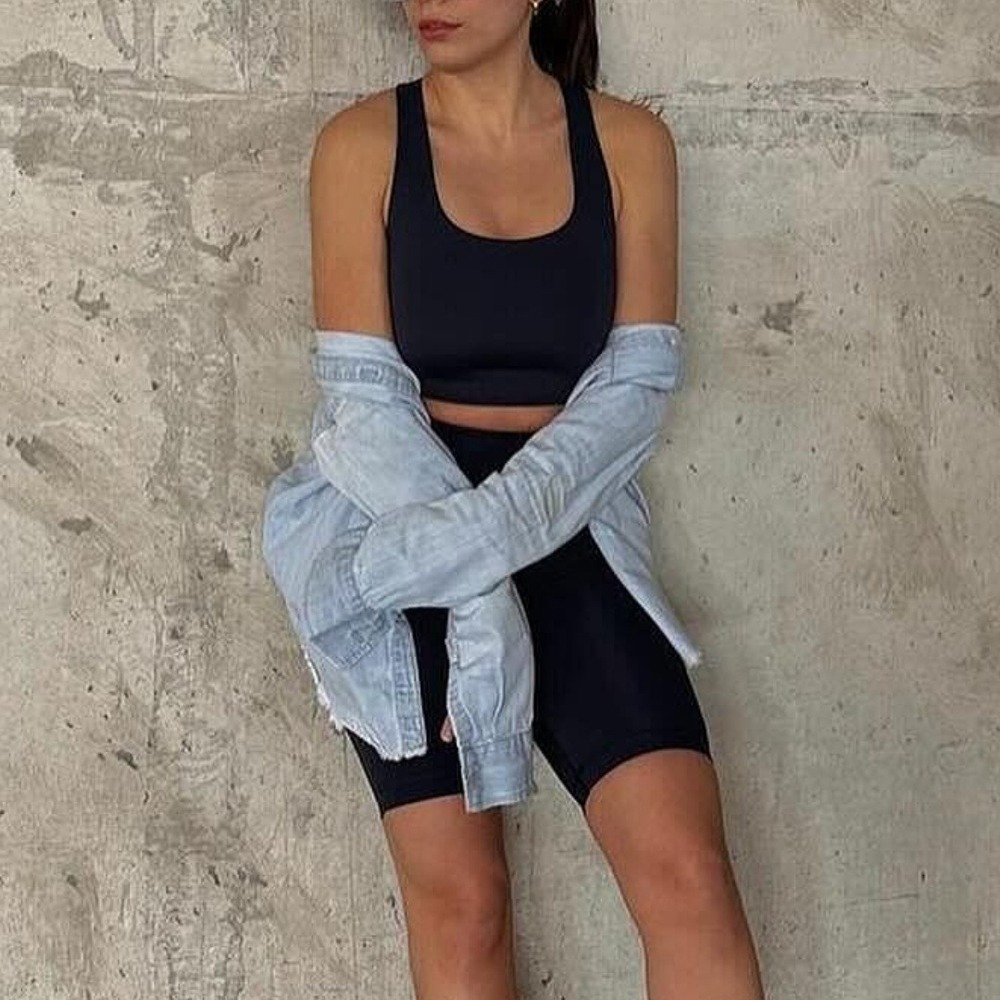 Girlfriend Collective | Paloma Racerback Active Sports Bra in Black‎ Size Small